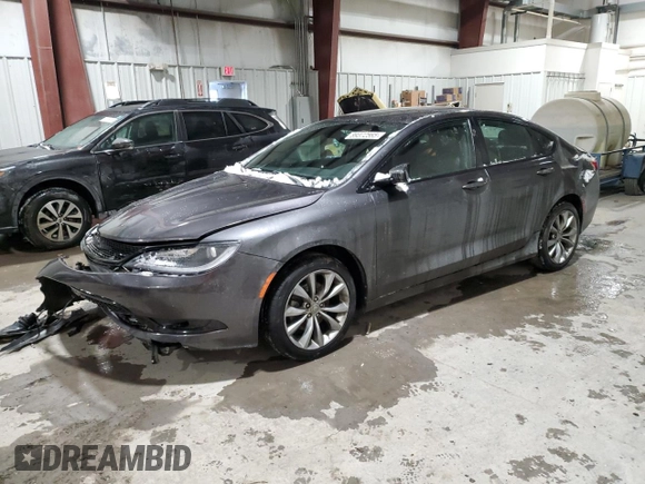 2015 Chrysler 200 S with VIN 1C3CCCBB9FN505720, listed as a Copart auction lot 89372565 with 108,206 mi miles and Salvage Title. Bid and sale history available at carsss.com. Image 1.