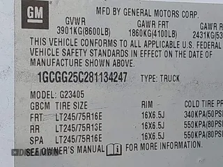2008 Chevrolet Express Cargo Van with VIN 1GCGG25C281134247, listed as a IAAI auction lot 41876294 with 161,946 mi miles. Bid and sale history available at carsss.com. Image 9.