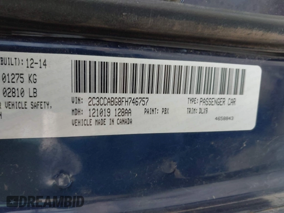 2015 Chrysler 300 with VIN 2C3CCABG8FH746757, listed as a IAAI auction lot 41911890 with 144,973 mi miles. Bid and sale history available at carsss.com. Image 9.