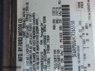 2012 Ford Fusion SEL with VIN 3FAHP0JG9CR265150, listed as a Copart auction lot 52957625 with 198,219 mi miles and Salvage Title. Bid and sale history available at carsss.com. Image 12.