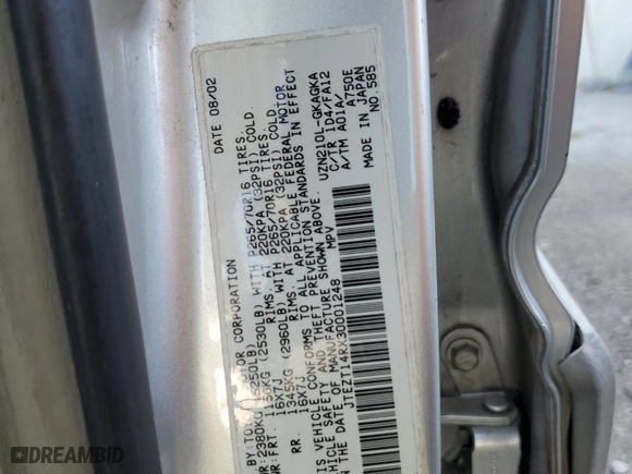 2003 Toyota 4Runner SR5 with VIN JTEZT14RX30001248, listed as a Copart auction lot 53854305 with 254,365 mi miles and Salvage Title. Bid and sale history available at carsss.com. Image 13.