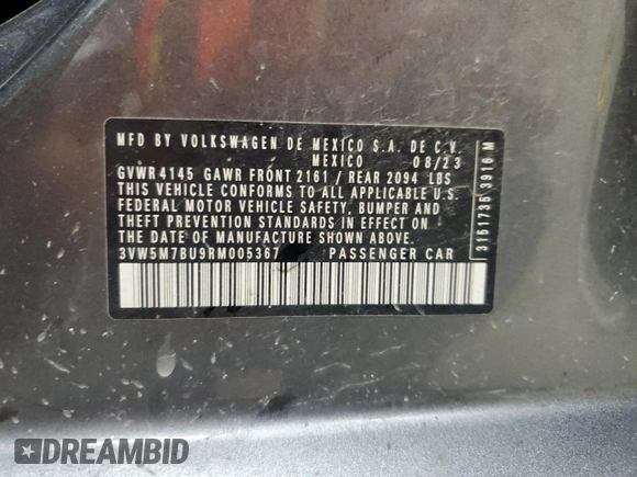 2024 Volkswagen Jetta S z VIN 3VW5M7BU9RM005367, wystawiony jako Copart lot #61485685 z przebiegiem 33 968 mil mil oraz Czysty tytuł • Clean title. Historia ofert i sprzedaży dostępna na DreamBid. Obrazek 12.