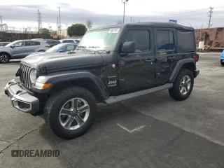 2018 Jeep Wrangler Unlimited Sahara z VIN 1C4HJXEN0JW331477, wystawiony jako Copart lot #49520785 z przebiegiem 98 413 mil mil oraz Szkoda całkowita • Salvage title. Historia ofert i sprzedaży dostępna na DreamBid. Obrazek 1.
