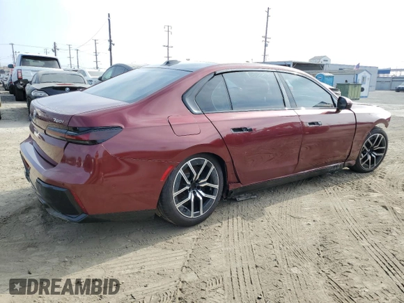 2023 BMW 7 Series 760i xDrive with VIN WBA33EJ08PCL84213, listed as a Copart auction lot 62388195 with 4,984 mi miles and Clean title. Bid and sale history available at DreamBid. Image 3.