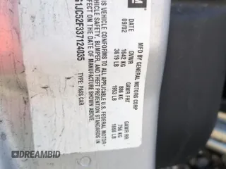 2003 Chevrolet Cavalier with VIN 1G1JC52F337124035, listed as a Copart auction lot 46610265 with 132,335 mi miles and Salvage Title. Bid and sale history available at carsss.com. Image 12.
