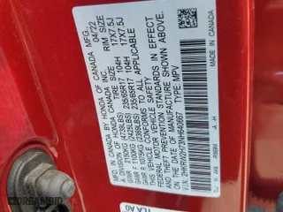 2022 Honda CR-V Special Edition with VIN 2HKRW2H73NH640667, listed as a Copart auction lot 59748364 with 37,116 mi miles and Salvage Title. Bid and sale history available at carsss.com. Image 13.