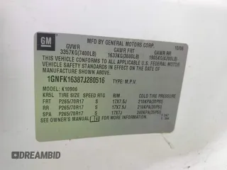 2007 Chevrolet Suburban LT с VIN 1GNFK16387J280516, выставлен на аукционе IAAI как лот 42475152 с пробегом 204 923 миль миль и . История ставок и продаж доступна на DreamBid. Изображение 9.
