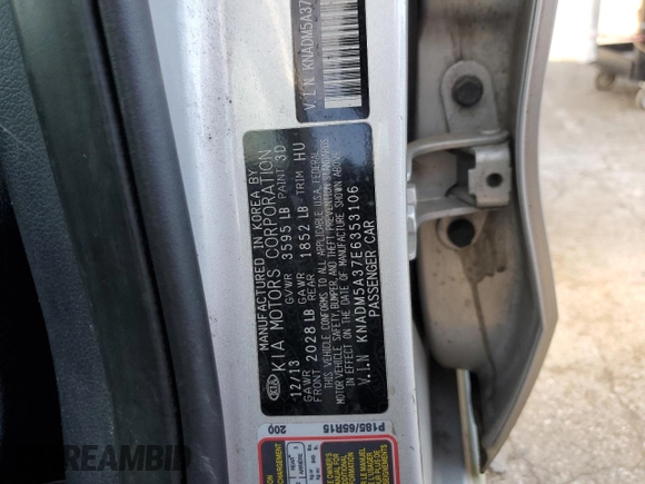 2014 Kia Rio LX with VIN KNADM5A37E6353106, listed as a Copart auction lot 80083694 with 183,824 mi miles and Clean Title. Bid and sale history available at carsss.com. Image 12.