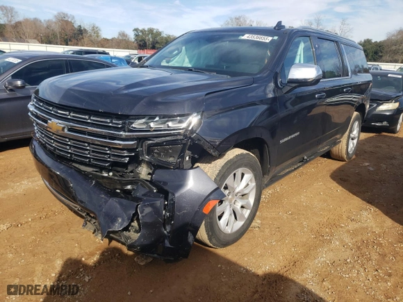 2023 Chevrolet Suburban Premier with VIN 1GNSCFKD6PR101043, listed as a Copart auction lot 43536655 with 39,827 mi miles and Salvage Title. Bid and sale history available at carsss.com. Image 1.
