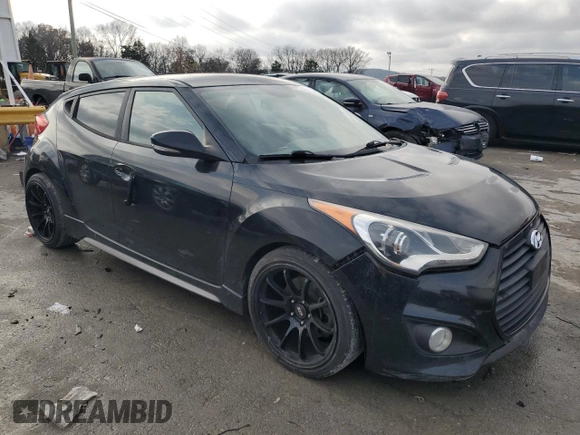 2015 Hyundai Veloster Turbo with VIN KMHTC6AE3FU232395, listed as a Copart auction lot 84521734 with 258,517 mi miles and Salvage Title. Bid and sale history available at carsss.com. Image 4.