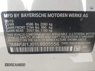 2020 BMW 3 Series 330i z VIN 3MW5R1J01L8B05556, wystawiony jako IAAI lot #42299891 z przebiegiem 61 404 mil mil oraz . Historia ofert i sprzedaży dostępna na DreamBid. Obrazek 9.