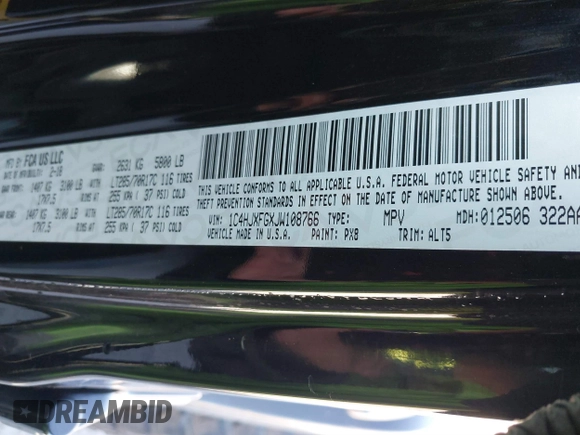 2018 Jeep Wrangler Unlimited Rubicon z VIN 1C4HJXFGXJW108766, wystawiony jako IAAI lot #41846062 z przebiegiem 96 791 mil mil oraz . Historia ofert i sprzedaży dostępna na DreamBid. Obrazek 9.