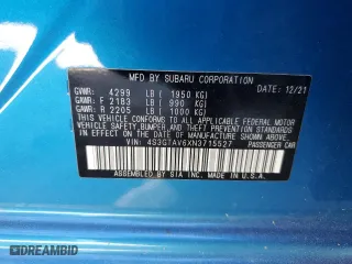 2022 Subaru Impreza Premium with VIN 4S3GTAV6XN3715527, listed as a Copart auction lot 49606845 with 0 mi miles and Non Repairable. Bid and sale history available at carsss.com. Image 16.