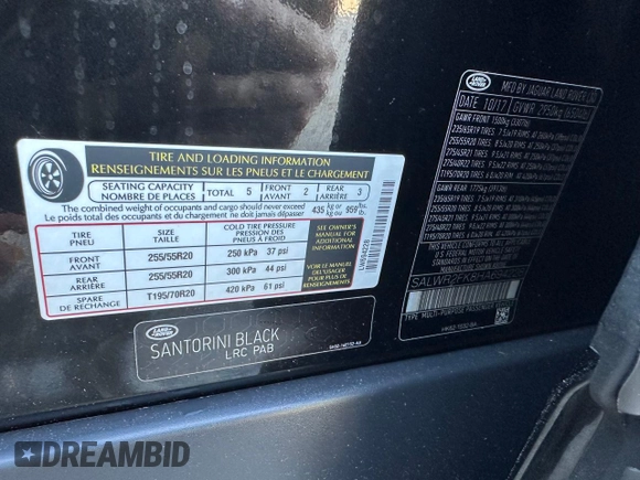 2017 Land Rover Range Rover Sport HSE with VIN SALWR2FK8HA694228, listed as a Copart auction lot 57365495 with 219,706 mi miles and Clean Title. Bid and sale history available at DreamBid. Image 10.