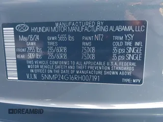 2024 Hyundai Santa Fe Hybrid SEL with VIN 5NMP24G16RH007191, listed as a IAAI auction lot 41315881 with 13,630 mi miles. Bid and sale history available at carsss.com. Image 9.