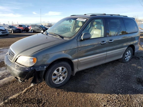 2005 Kia Sedona LX with VIN KNDUP131X56672224, listed as a Copart auction lot 88444405 with 151,386 mi miles and Salvage Title. Bid and sale history available at carsss.com. Image 1.