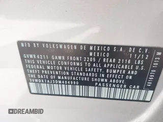 2013 Volkswagen Jetta SE with VIN 3VWDX7AJ3DM404990, listed as a IAAI auction lot 42584934 with 164,126 mi miles and . Bid and sale history available at DreamBid. Image 9.