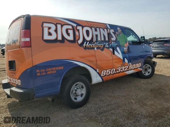 2017 Chevrolet Express Cargo Van with VIN 1GCWGAFF2H1246478, listed as a Copart auction lot 41787405 with 153,907 mi miles and Salvage Title. Bid and sale history available at carsss.com. Image 3.