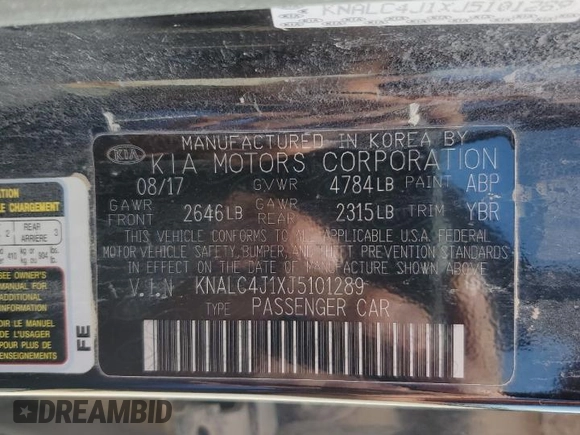 2018 Kia Cadenza Premium z VIN KNALC4J1XJ5101289, wystawiony jako Copart lot #56842265 z przebiegiem 118 455 mil mil oraz Szkoda całkowita • Salvage title. Historia ofert i sprzedaży dostępna na DreamBid. Obrazek 12.