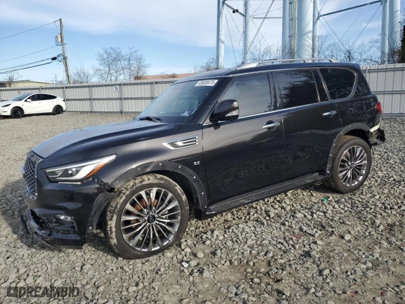 2019 Infiniti QX80 LUXE with VIN JN8AZ2NF3K9681793, listed as a Copart auction lot 49930475 with 83,923 mi miles and Salvage Title. Bid and sale history available at carsss.com. Image 1.