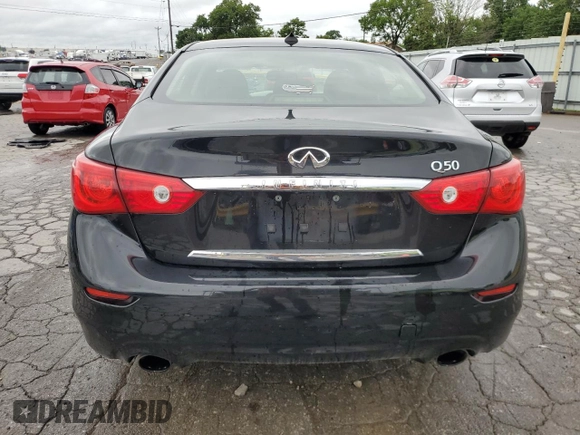 2015 Infiniti Q50 Premium with VIN JN1BV7AP9FM339066, listed as a Copart auction lot 61464355 with 168,471 mi miles and Salvage title. Bid and sale history available at DreamBid. Image 6.