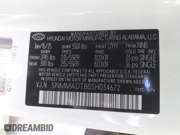 2025 Genesis GV70 2.5T z VIN 5NMMADTB0SH034672, wystawiony jako IAAI lot #42259585 z przebiegiem 4 380 mil mil oraz . Historia ofert i sprzedaży dostępna na DreamBid. Obrazek 9.
