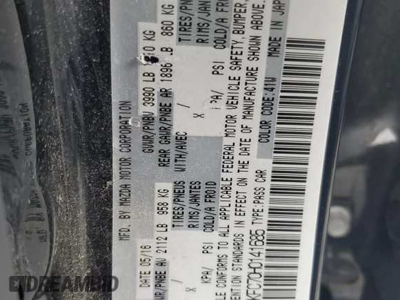 2017 Mazda CX-3 Touring with VIN JM1DKFC70H0141685, listed as a Copart auction lot 49791715 with 127,416 mi miles and Salvage Title. Bid and sale history available at DreamBid. Image 12.
