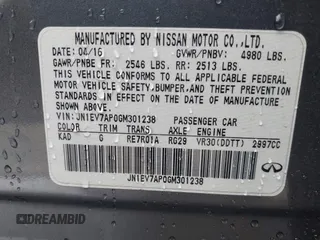 2016 Infiniti Q50 Sport z VIN JN1EV7AP0GM301238, wystawiony jako IAAI lot #42132037 z przebiegiem 134 332 mil mil oraz . Historia ofert i sprzedaży dostępna na DreamBid. Obrazek 9.