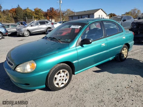 2001 Kia Rio with VIN KNADC123016049295, listed as a Copart auction lot 77770704 with 76,425 mi miles and Clean Title. Bid and sale history available at carsss.com. Image 1.