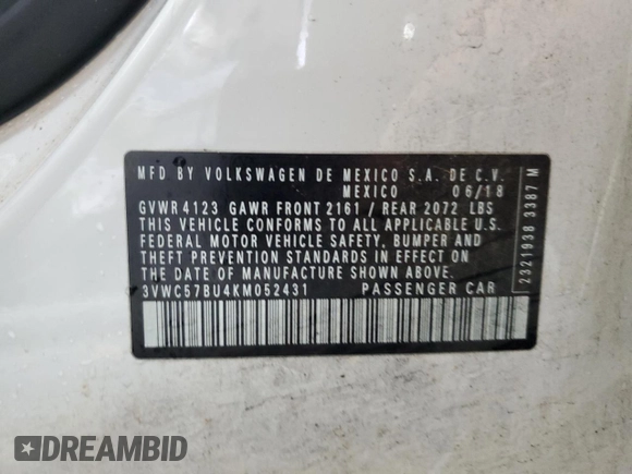 2019 Volkswagen Jetta S z VIN 3VWC57BU4KM052431, wystawiony jako Copart lot #56411875 z przebiegiem 108 216 mil mil oraz Szkoda całkowita • Salvage title. Historia ofert i sprzedaży dostępna na DreamBid. Obrazek 13.