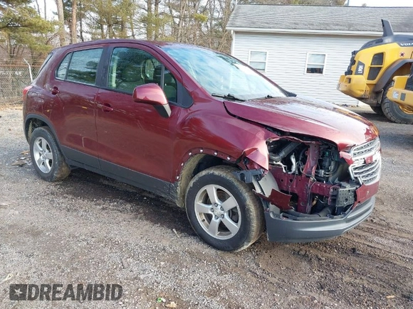 2016 Chevrolet Trax LS with VIN 3GNCJNSB8GL115181, listed as a IAAI auction lot 41738971 with 112,699 mi miles. Bid and sale history available at carsss.com. Image 1.