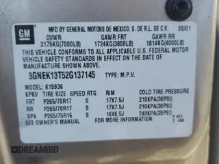 2002 Chevrolet Avalanche z VIN 3GNEK13T52G137145, wystawiony jako Copart lot #45927535 z przebiegiem Nie podano mil oraz Szkoda całkowita • Salvage title. Historia ofert i sprzedaży dostępna na DreamBid. Obrazek 13.