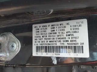 2011 Honda Accord EX-L with VIN 1HGCP3F82BA009739, listed as a IAAI auction lot 42440821 with 193,100 mi miles and . Bid and sale history available at DreamBid. Image 9.