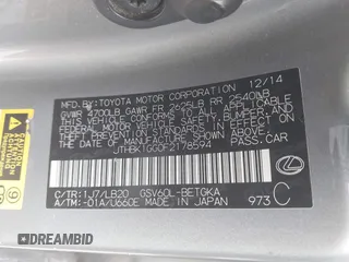 2015 Lexus ES 330 with VIN JTHBK1GG0F2178594, listed as a IAAI auction lot 41747729 with 150,123 mi miles and . Bid and sale history available at DreamBid. Image 9.