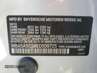 2014 BMW 5 Series 528i with VIN WBA5A5C56ED509725, listed as a Copart auction lot 47868615 with 109,344 mi miles and Salvage Title. Bid and sale history available at carsss.com. Image 15.