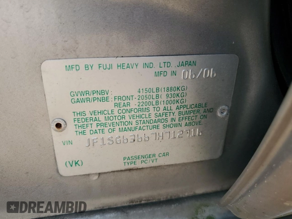 2007 Subaru Forester X with VIN JF1SG63667H712716, listed as a Copart auction lot 54509985 with 97,670 mi miles and Salvage title. Bid and sale history available at DreamBid. Image 13.