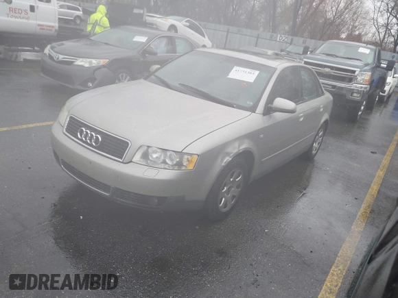 2002 Audi A4 1.8T with VIN WAULC68E22A123283, listed as a IAAI auction lot 41731385 with 185,639 mi miles. Bid and sale history available at carsss.com. Image 2.