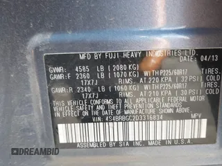 2013 Subaru Outback Premium with VIN 4S4BRBGC2D3316834, listed as a IAAI auction lot 41913662 with 135,938 mi miles and . Bid and sale history available at DreamBid. Image 9.