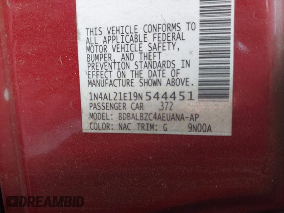 2009 Nissan Altima 2.5 z VIN 1N4AL21E19N544451, wystawiony jako IAAI lot #42161864 z przebiegiem 170 506 mil mil oraz . Historia ofert i sprzedaży dostępna na DreamBid. Obrazek 9.