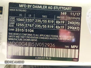 2018 Mercedes-Benz GLC 300 with VIN WDC0G4JB5JV052936, listed as a IAAI auction lot 42208183 with 64,578 mi miles and . Bid and sale history available at DreamBid. Image 9.