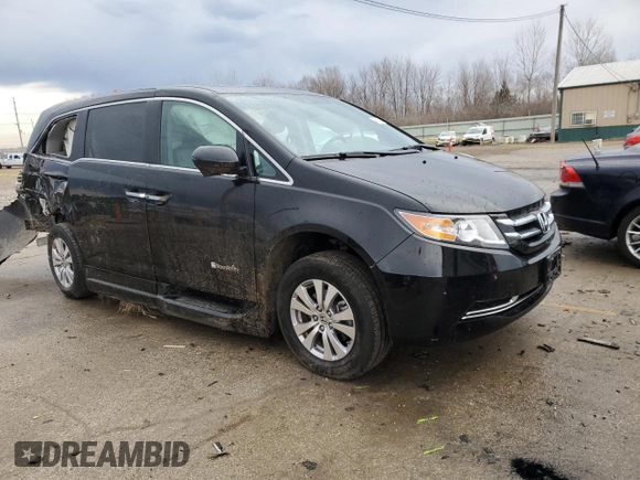 2014 Honda Odyssey EX-L with VIN 5FNRL5H62EB036964, listed as a Copart auction lot 46581355 with 62,290 mi miles and Salvage Title. Bid and sale history available at DreamBid. Image 4.