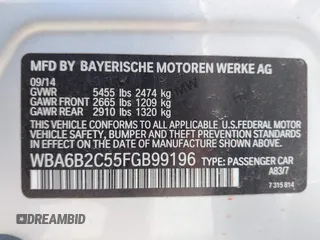 2015 BMW 6 Series 650i z VIN WBA6B2C55FGB99196, wystawiony jako IAAI lot #42107698 z przebiegiem 74 393 mil mil oraz . Historia ofert i sprzedaży dostępna na DreamBid. Obrazek 9.