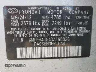2013 Hyundai Azera with VIN KMHFH4JG4DA198826, listed as a Copart auction lot 64582555 with 133,149 mi miles and Clean title. Bid and sale history available at DreamBid. Image 12.