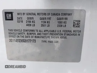 2016 Chevrolet Impala LTZ z VIN 2G1145S36G9177173, wystawiony jako IAAI lot #42335954 z przebiegiem 142 315 mil mil oraz . Historia ofert i sprzedaży dostępna na DreamBid. Obrazek 9.