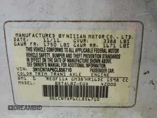 2012 Nissan Versa SV with VIN 3N1CN7AP6CL856710, listed as a Copart auction lot 50091055 with 96,104 mi miles and Salvage Title. Bid and sale history available at carsss.com. Image 12.