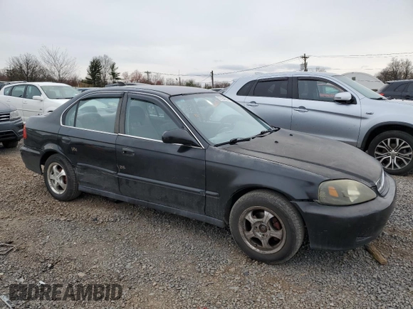 1999 Honda Civic LX with VIN 2HGEJ6677XH585273, listed as a Copart auction lot 51164635 with 184,874 mi miles and Salvage Title. Bid and sale history available at DreamBid. Image 4.