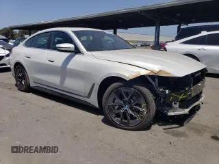 2023 BMW i4 eDrive35 with VIN WBY43AW07PFP64892, listed as a Copart auction lot 55696614 with 3,491 mi miles and Salvage Title. Bid and sale history available at carsss.com. Image 4.