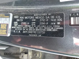 2019 Kia Forte LXS with VIN 3KPF24AD7KE110759, listed as a IAAI auction lot 42264009 with 149,031 mi miles and . Bid and sale history available at DreamBid. Image 9.