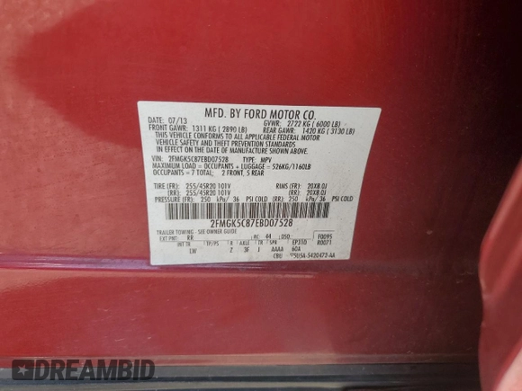 2014 Ford Flex SEL z VIN 2FMGK5C87EBD07528, wystawiony jako Copart lot #70021624 z przebiegiem 210 232 mil mil oraz Szkody całkowita. Historia ofert i sprzedaży dostępna na DreamBid. Obrazek 14.