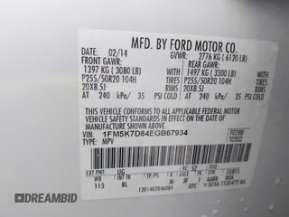 2014 Ford Explorer XLT with VIN 1FM5K7D84EGB67934, listed as a IAAI auction lot 42424640 with 174,131 mi miles and . Bid and sale history available at DreamBid. Image 9.